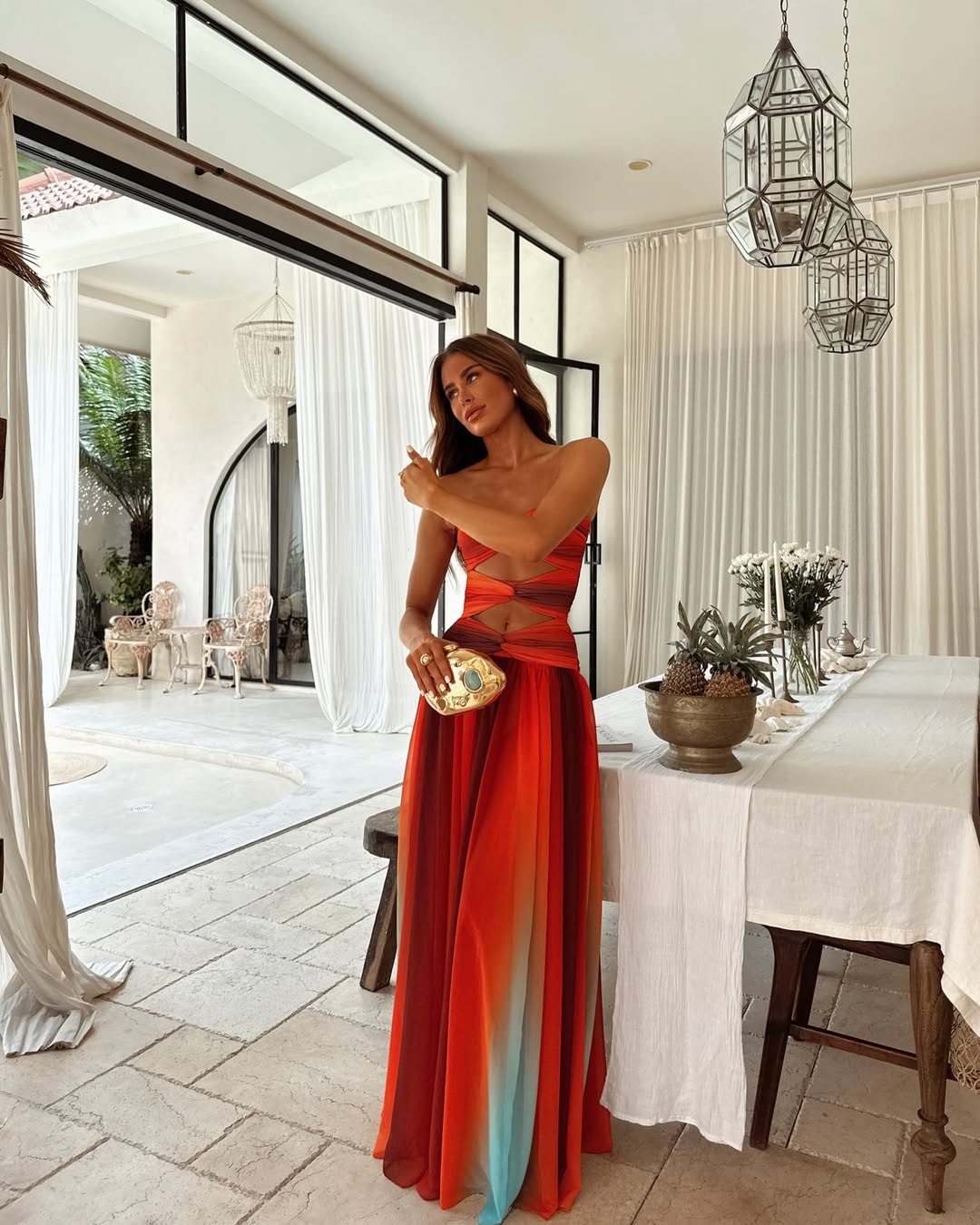 Brianna | Strapless Ombre Cut-Out Maxi Dress