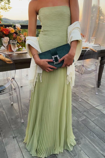 Brielle | Strapless Pleated Maxi Wedding Guest Dress