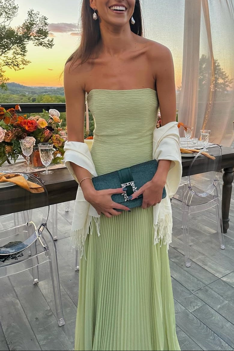 Brielle | Strapless Pleated Maxi Wedding Guest Dress