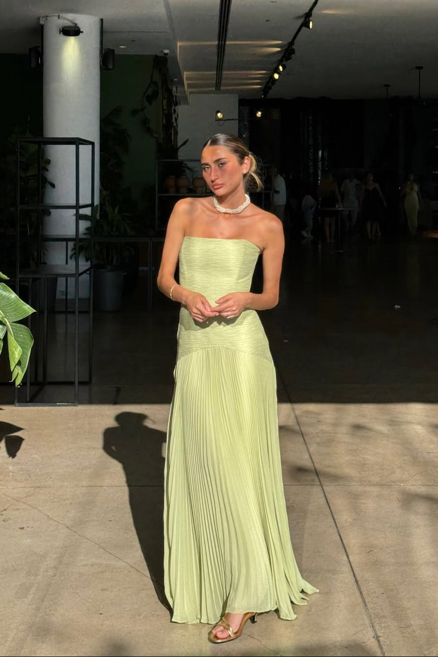 Brielle | Strapless Pleated Maxi Wedding Guest Dress