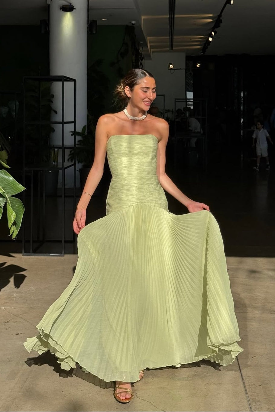 Brielle | Strapless Pleated Maxi Wedding Guest Dress