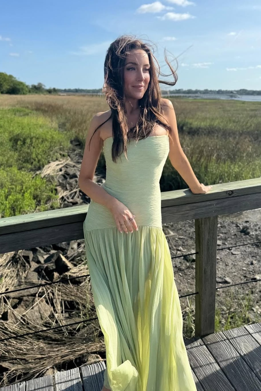 Brielle | Strapless Pleated Maxi Wedding Guest Dress