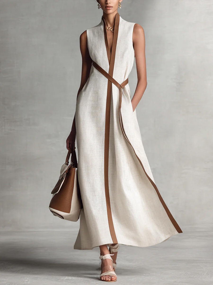 Avalon | Sleeveless Wrap Maxi Dress with Contrast Trim