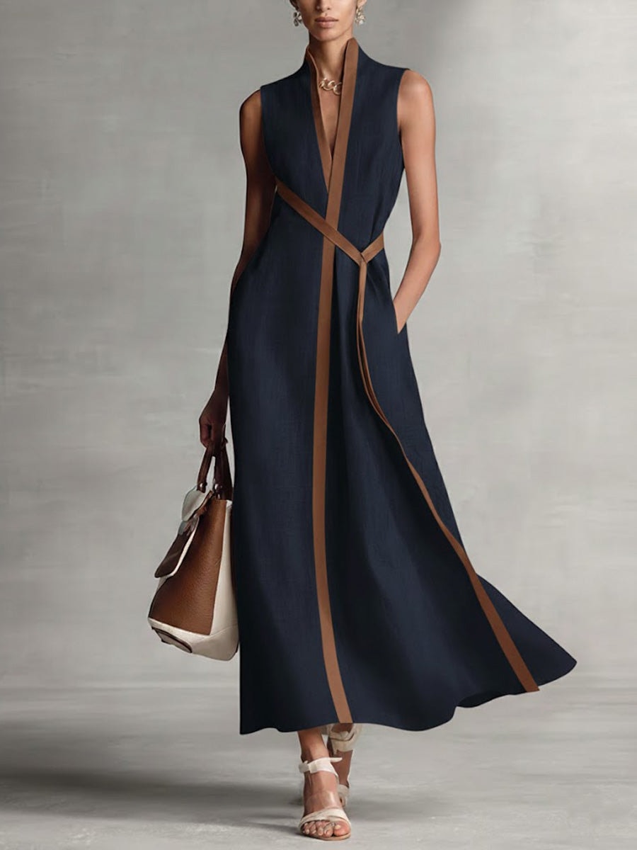 Avalon | Sleeveless Wrap Maxi Dress with Contrast Trim
