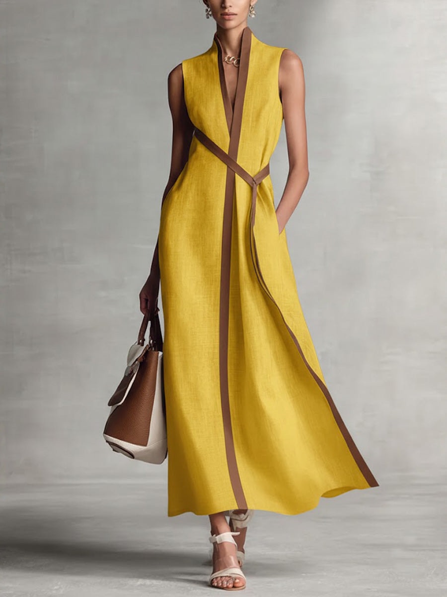 Avalon | Sleeveless Wrap Maxi Dress with Contrast Trim