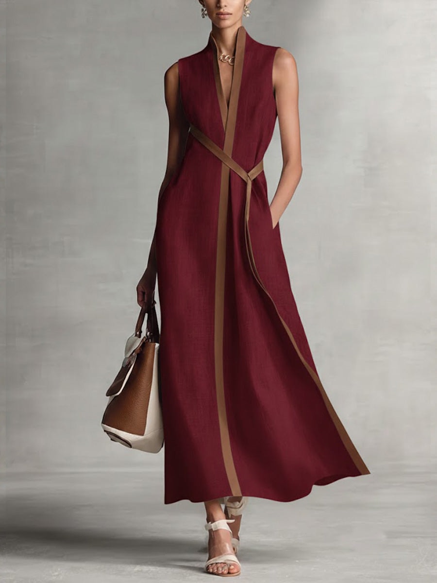 Avalon | Sleeveless Wrap Maxi Dress with Contrast Trim