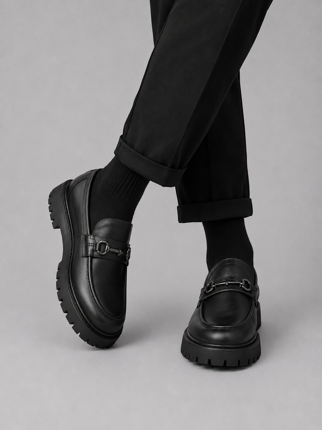 Harrison | Chunky Platform Leather Loafers with Horsebit Buckle