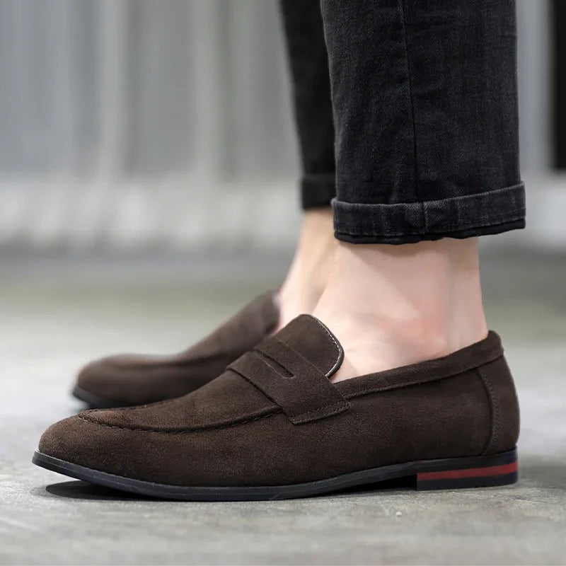 Harrison | Men's Suede Penny Loafers Slip On Dress Shoes