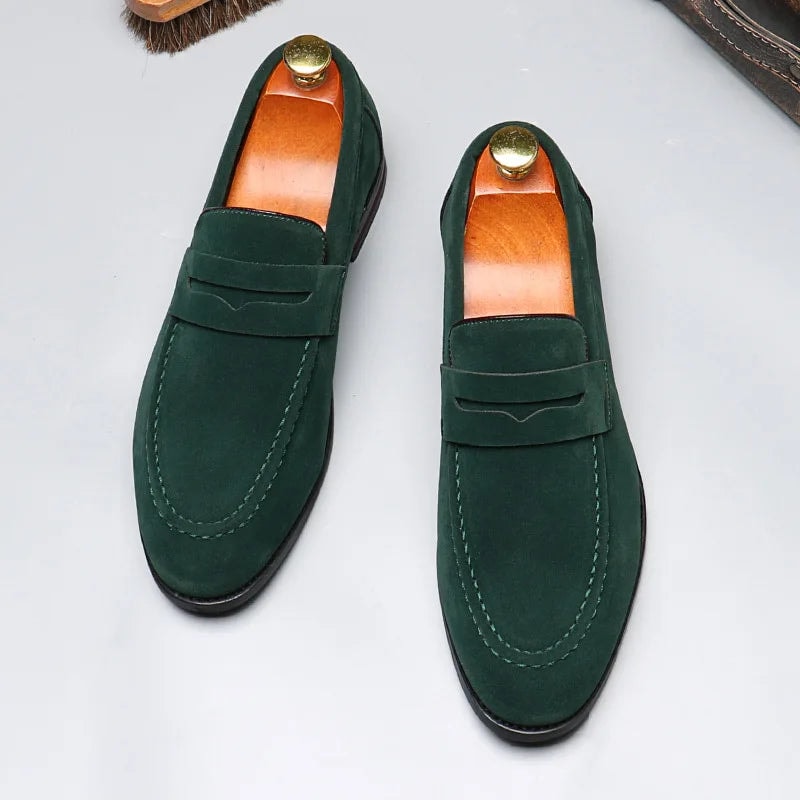 Harrison | Men's Suede Penny Loafers Slip On Dress Shoes