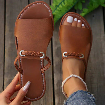 Felicity | Braided Strap Flat Slide Sandals