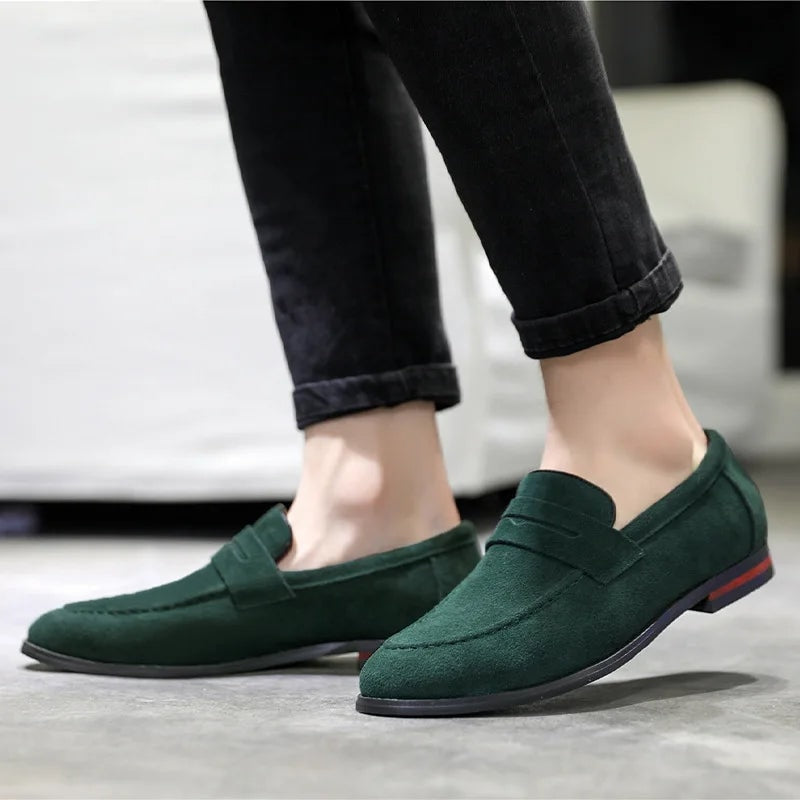 Harrison | Men's Suede Penny Loafers Slip On Dress Shoes