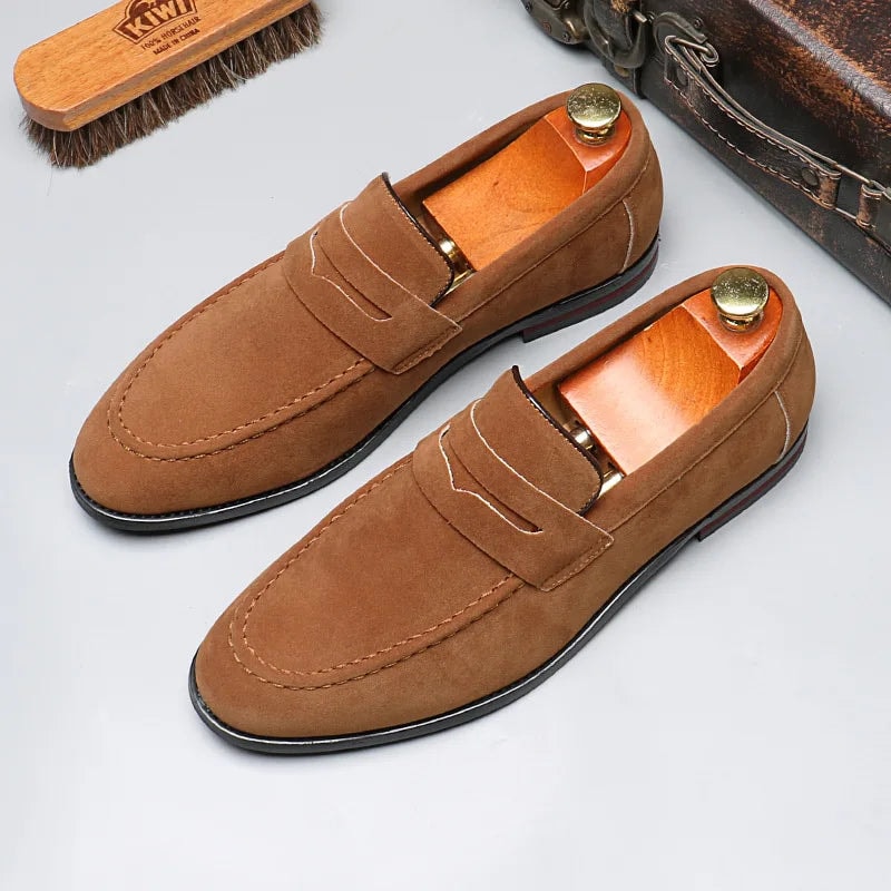 Harrison | Men's Suede Penny Loafers Slip On Dress Shoes