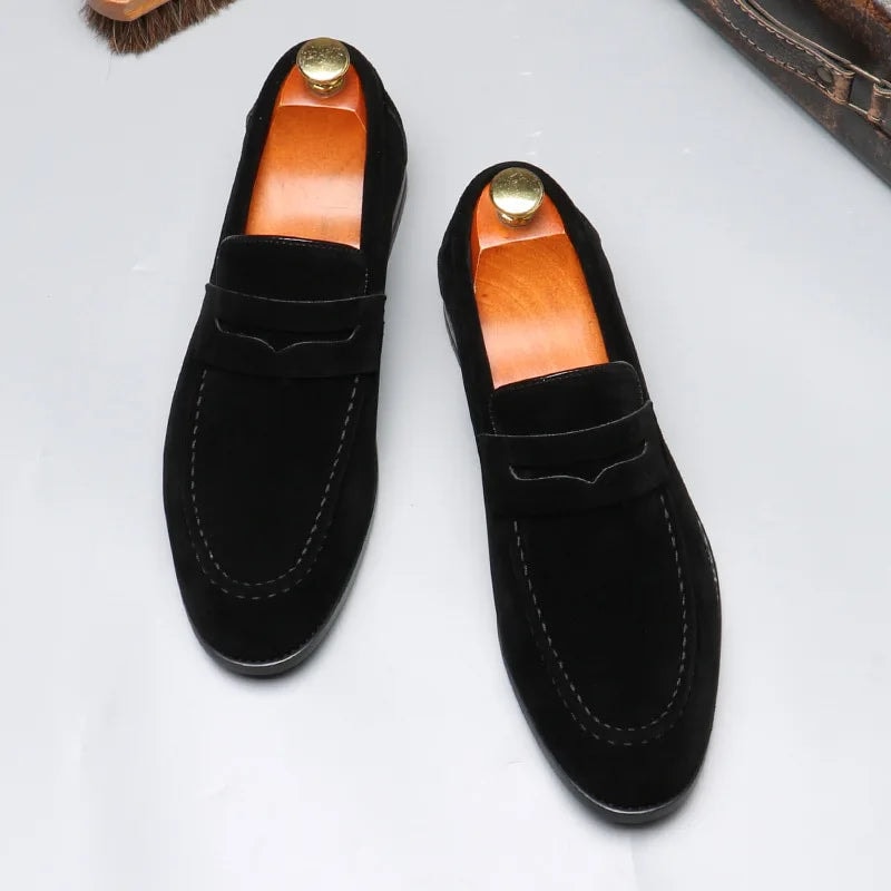 Harrison | Men's Suede Penny Loafers Slip On Dress Shoes