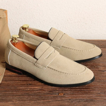 Harrison | Men's Suede Penny Loafers Slip On Dress Shoes