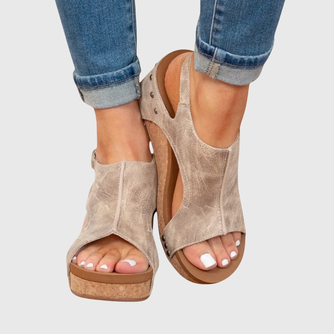 Poppy | Peep Toe Cutout Platform Wedge Sandals