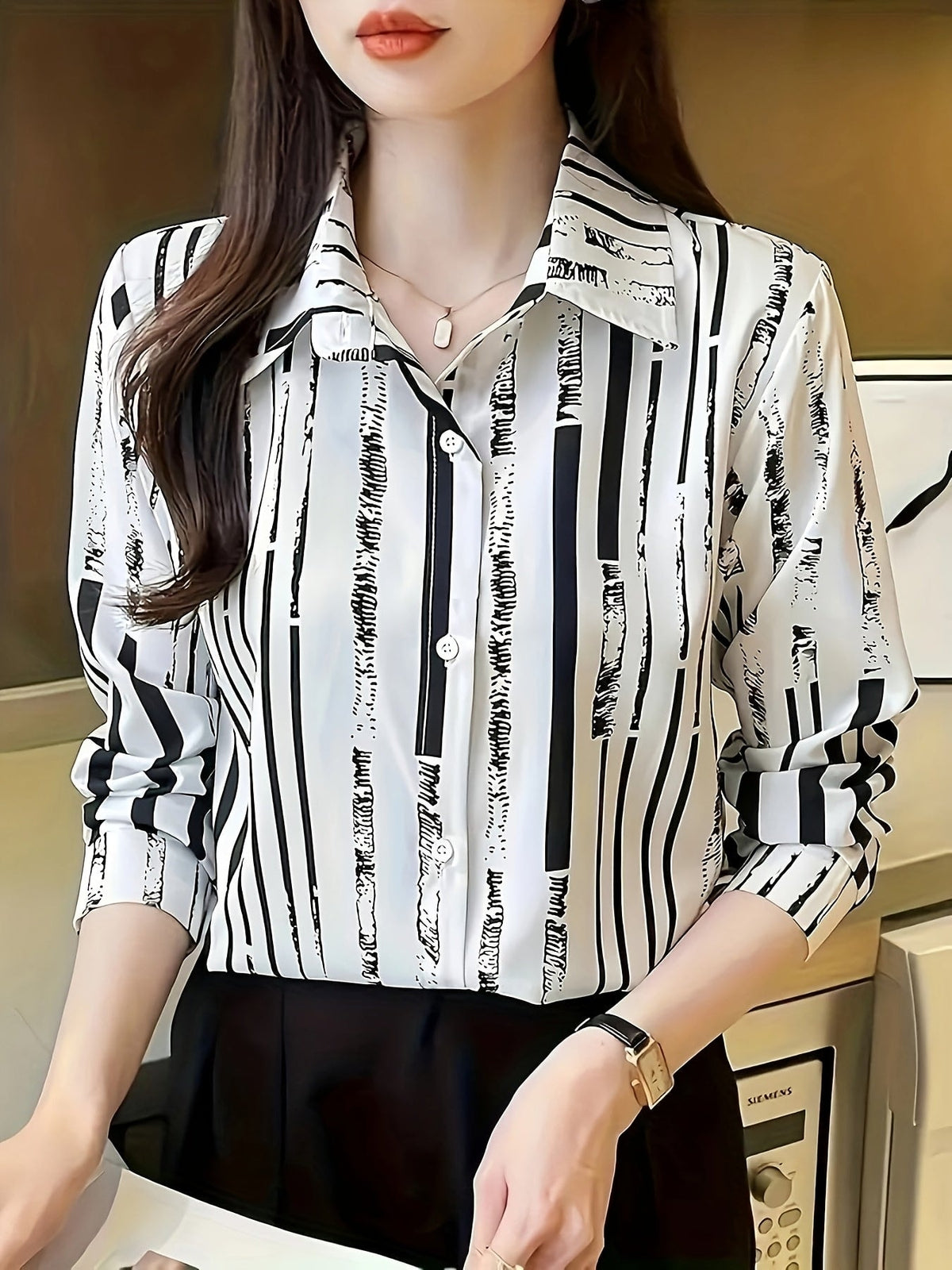 Isla | Striped Long Sleeve Button Up Shirt