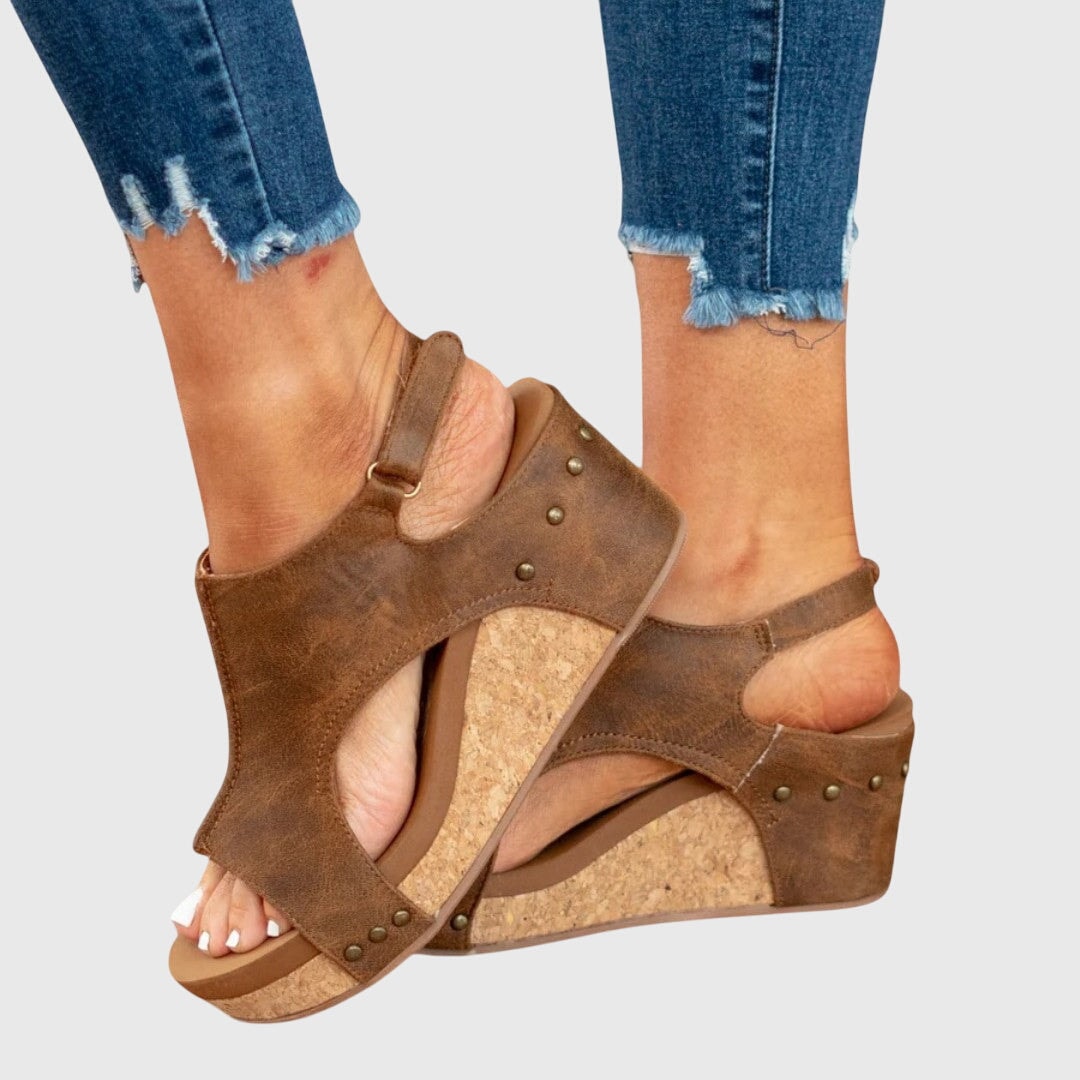 Poppy | Peep Toe Cutout Platform Wedge Sandals