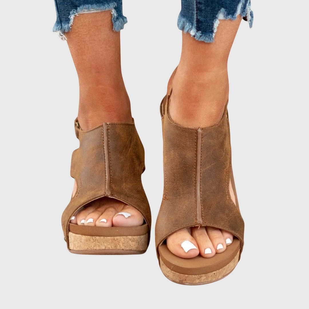 Poppy | Peep Toe Cutout Platform Wedge Sandals