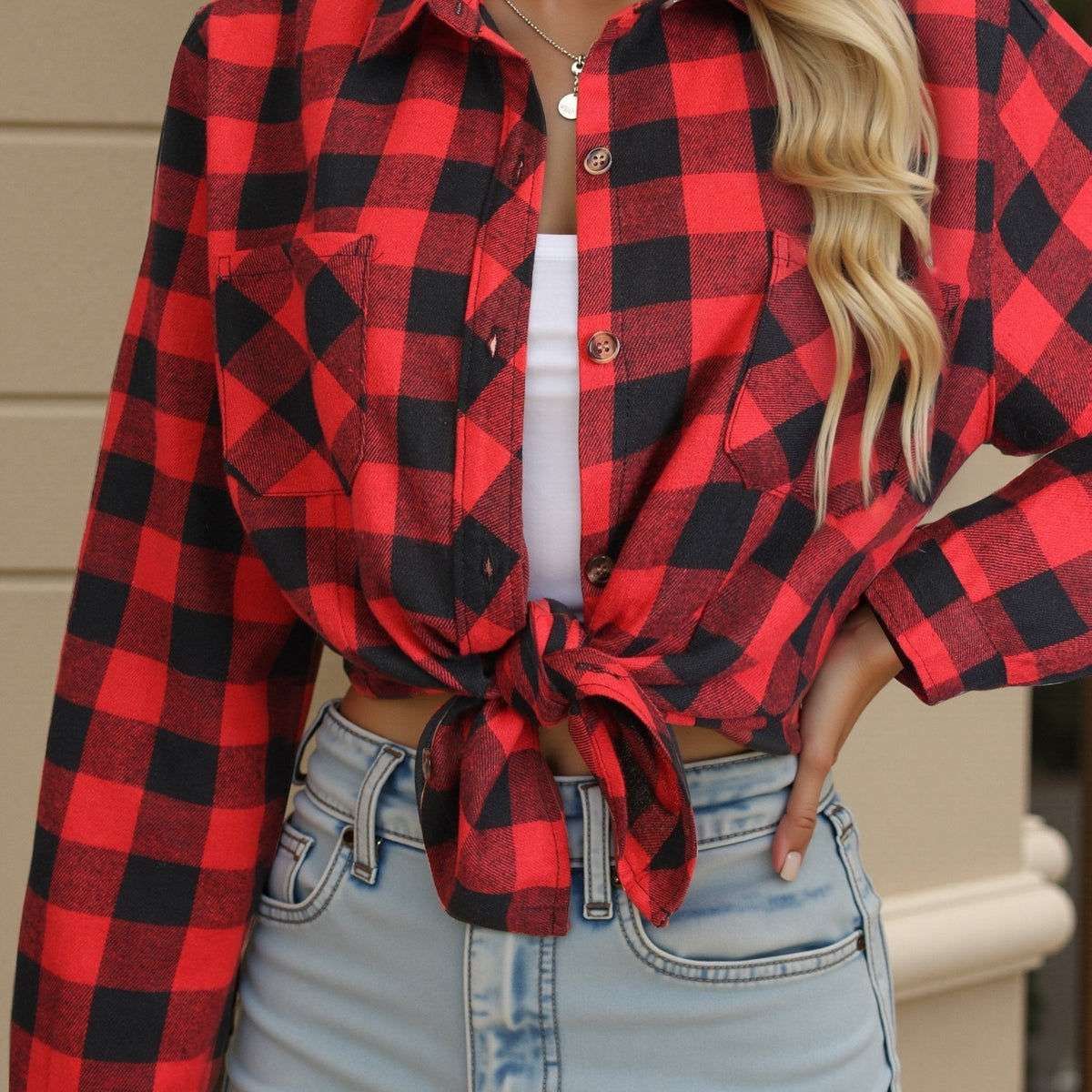 Phoebe | Plaid Button Up Shirt Oversized Long Sleeve