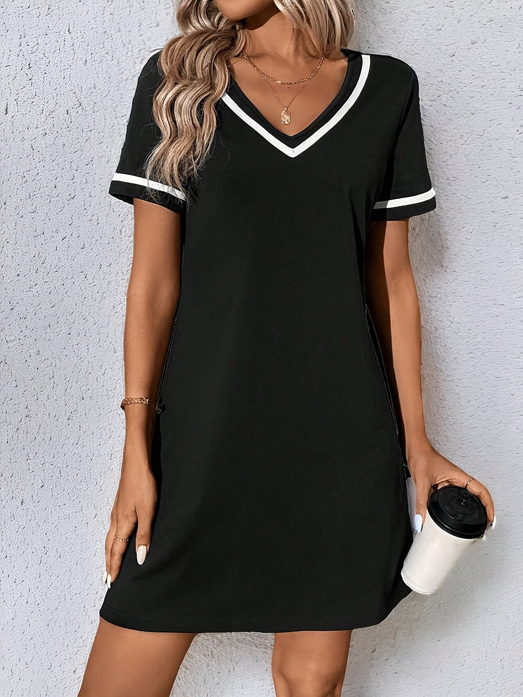Corinne | V-Neck Color-Block Shift Dress