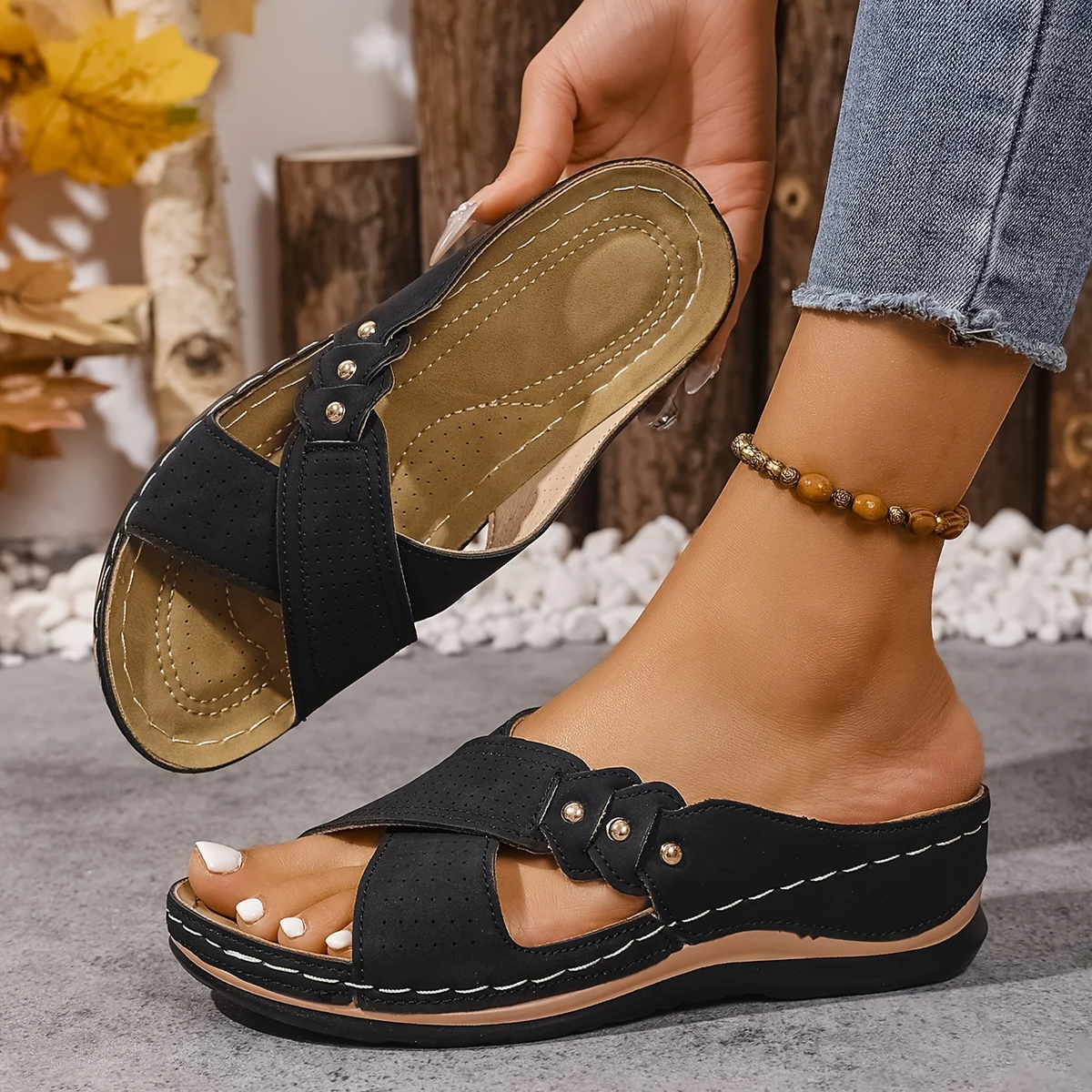Indie | Criss Cross Orthopedic Wedge Sandals