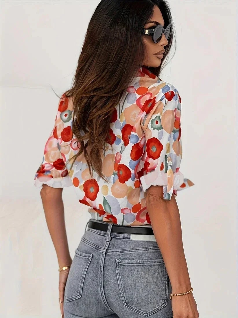 Willow | Women's Floral Print Button Up Shirt Long Sleeve Blouse