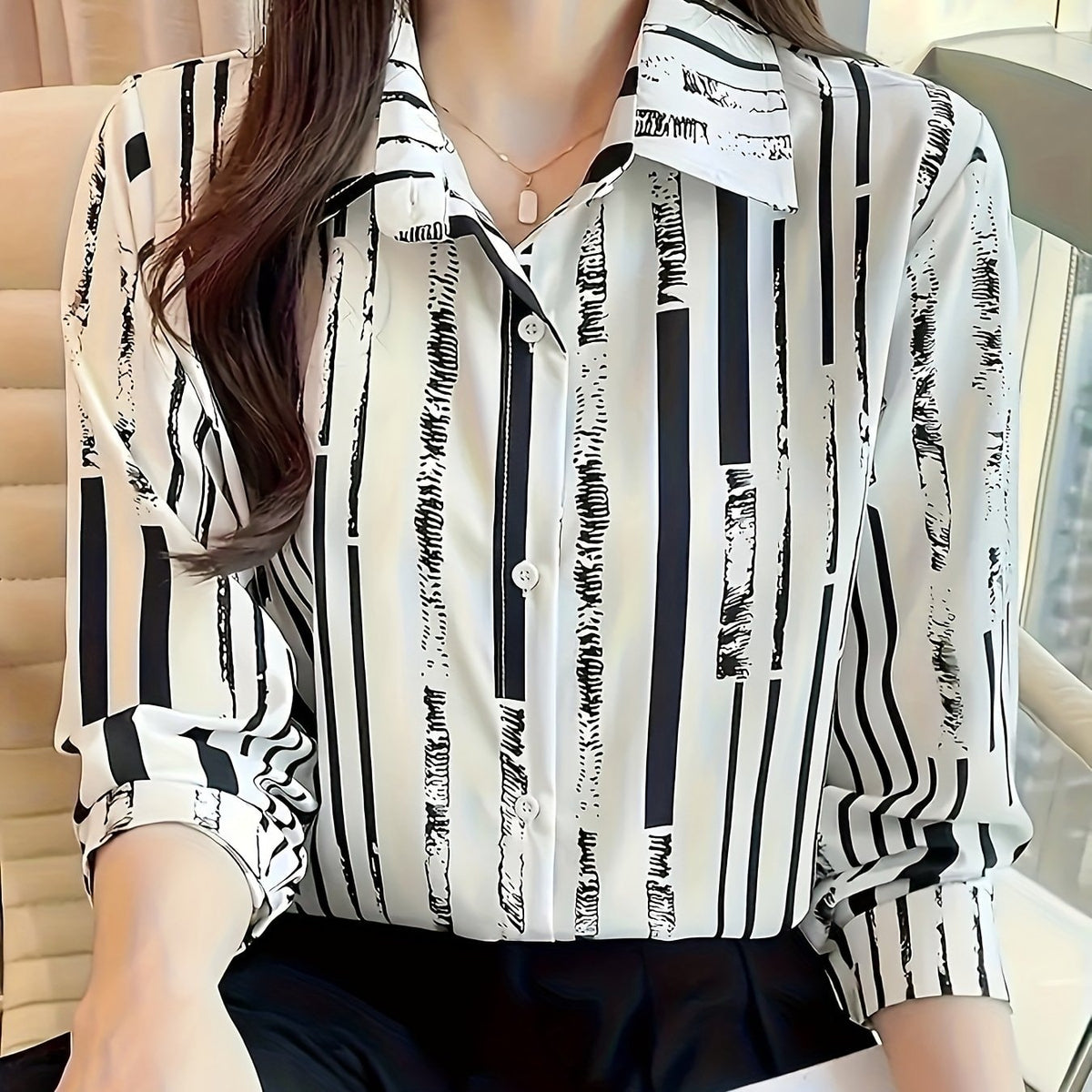Isla | Striped Long Sleeve Button Up Shirt