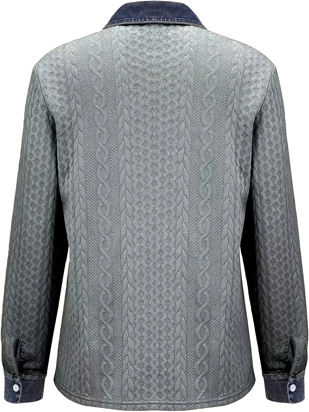Florence | Cable Knit Denim Collar Button Up Shirt