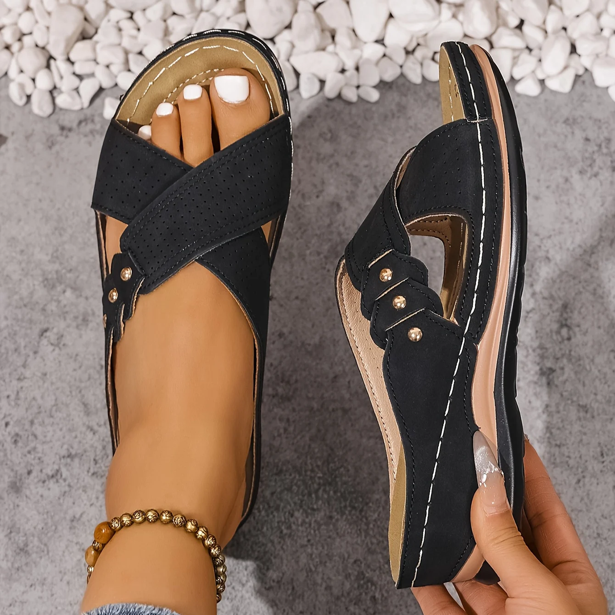 Indie | Criss Cross Orthopedic Wedge Sandals
