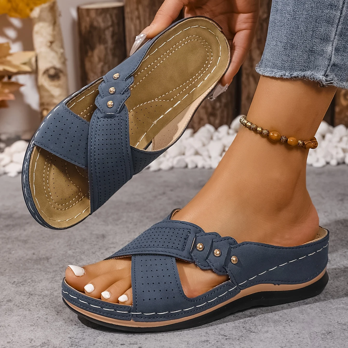 Indie | Criss Cross Orthopedic Wedge Sandals