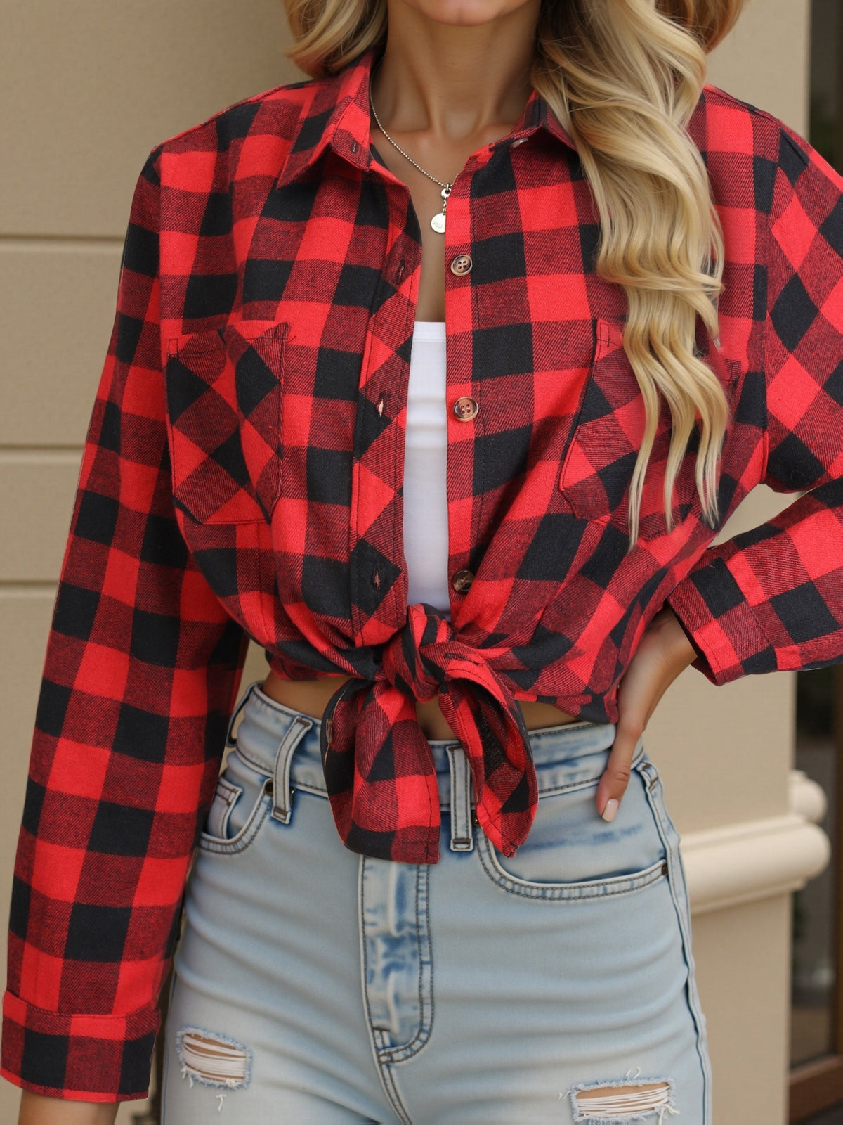 Phoebe | Plaid Button Up Shirt Oversized Long Sleeve