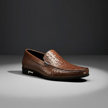 Harrison | Men's Croc Embossed Leather Slip On Loafers