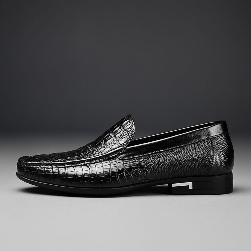 Harrison | Men's Croc Embossed Leather Slip On Loafers