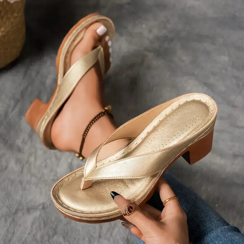 Esme | Womens Platform Flip Flop Block Heel Sandals