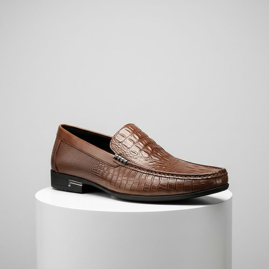Harrison | Men's Croc Embossed Leather Slip On Loafers