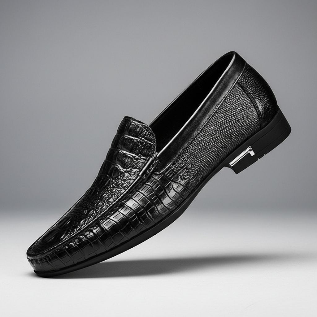 Harrison | Men's Croc Embossed Leather Slip On Loafers