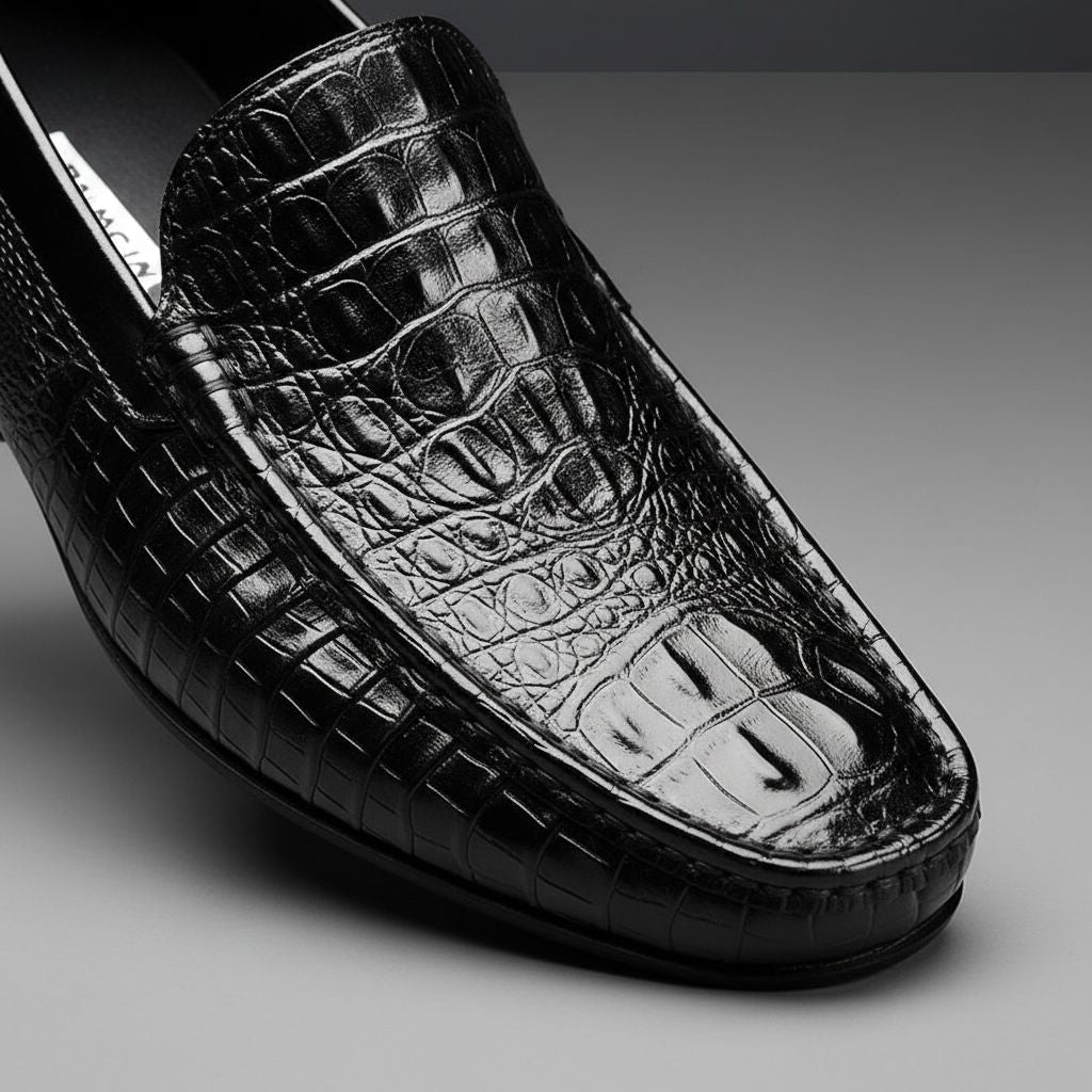 Harrison | Men's Croc Embossed Leather Slip On Loafers