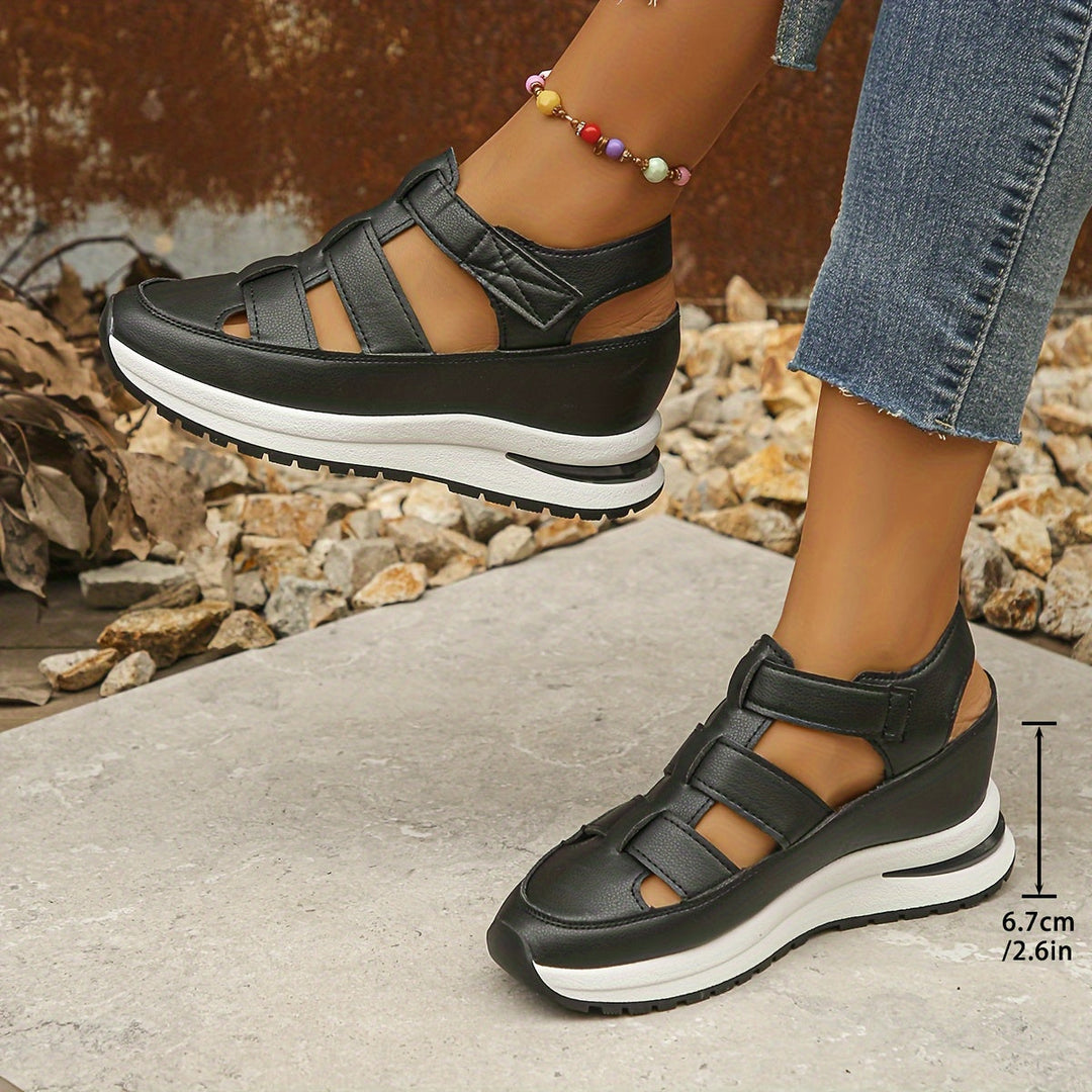 Lucy | Strappy Wedge Platform Sandals With Ankle Buckle