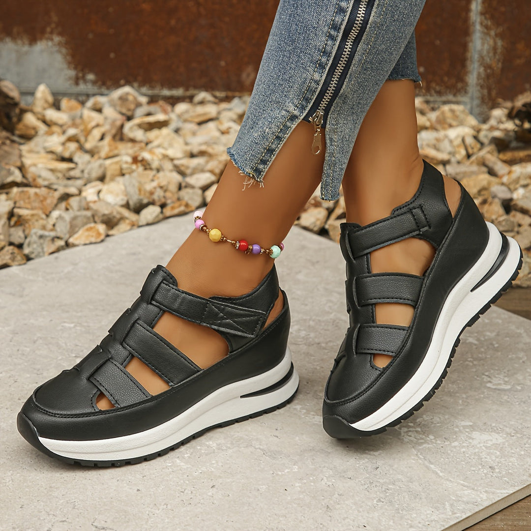 Lucy | Strappy Wedge Platform Sandals With Ankle Buckle