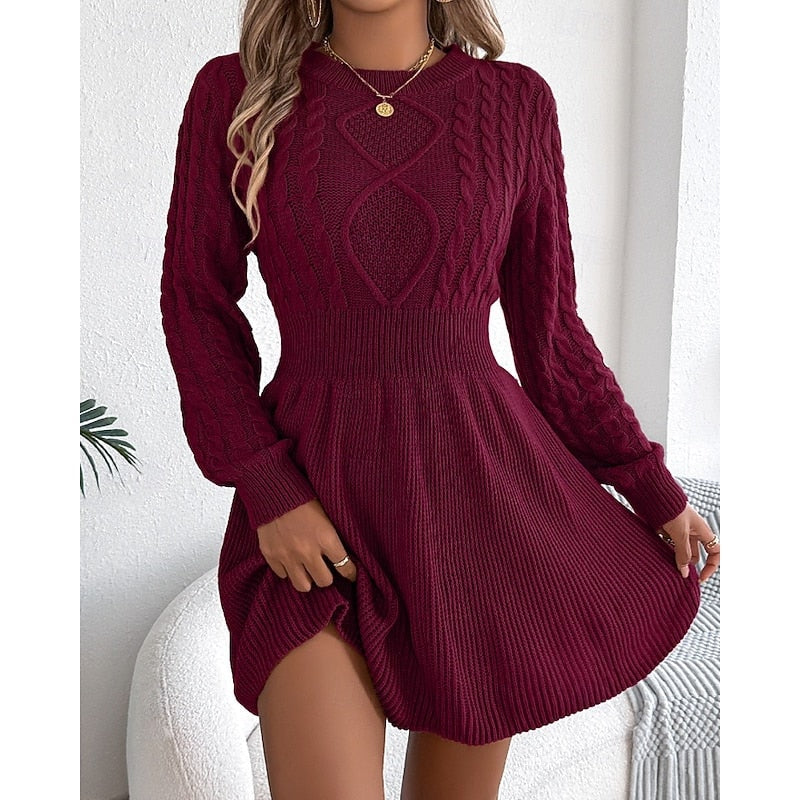 Willow | Cable Knit Christmas Party Sweater Dress