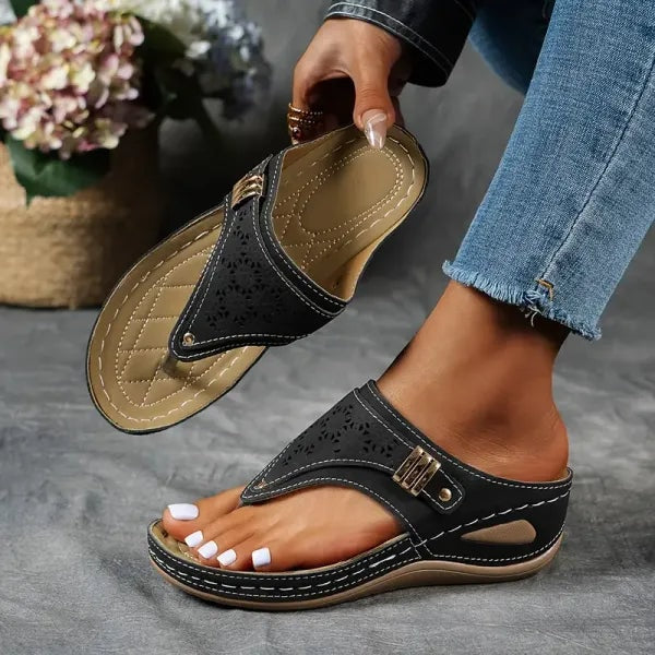 Jasmine | Womens Orthopedic Wedge Sandals Toe Post Comfort