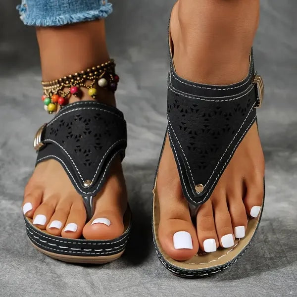 Jasmine | Womens Orthopedic Wedge Sandals Toe Post Comfort