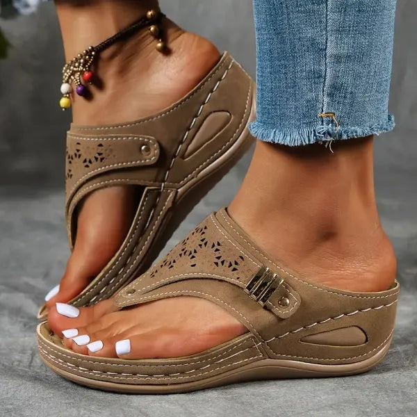 Jasmine | Womens Orthopedic Wedge Sandals Toe Post Comfort