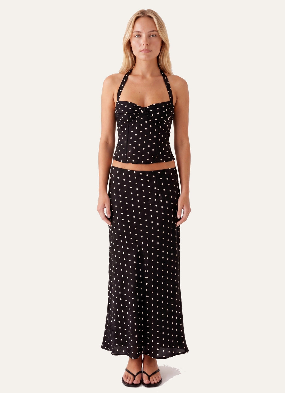 Harper | Polka Dot Halter Corset Top