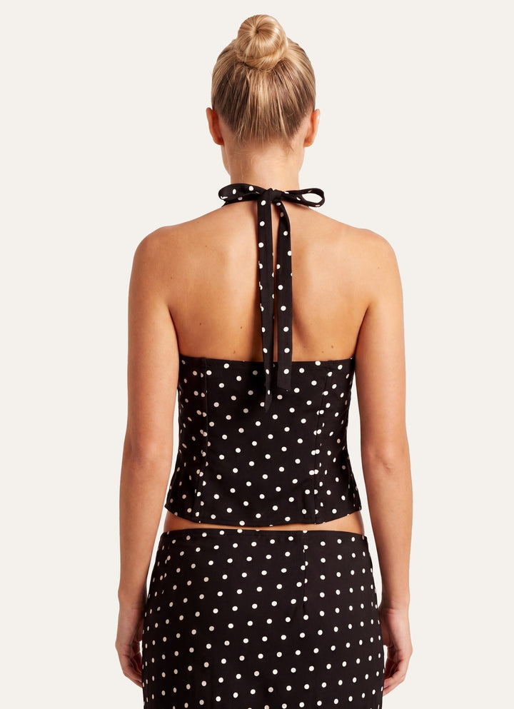 Harper | Polka Dot Halter Corset Top