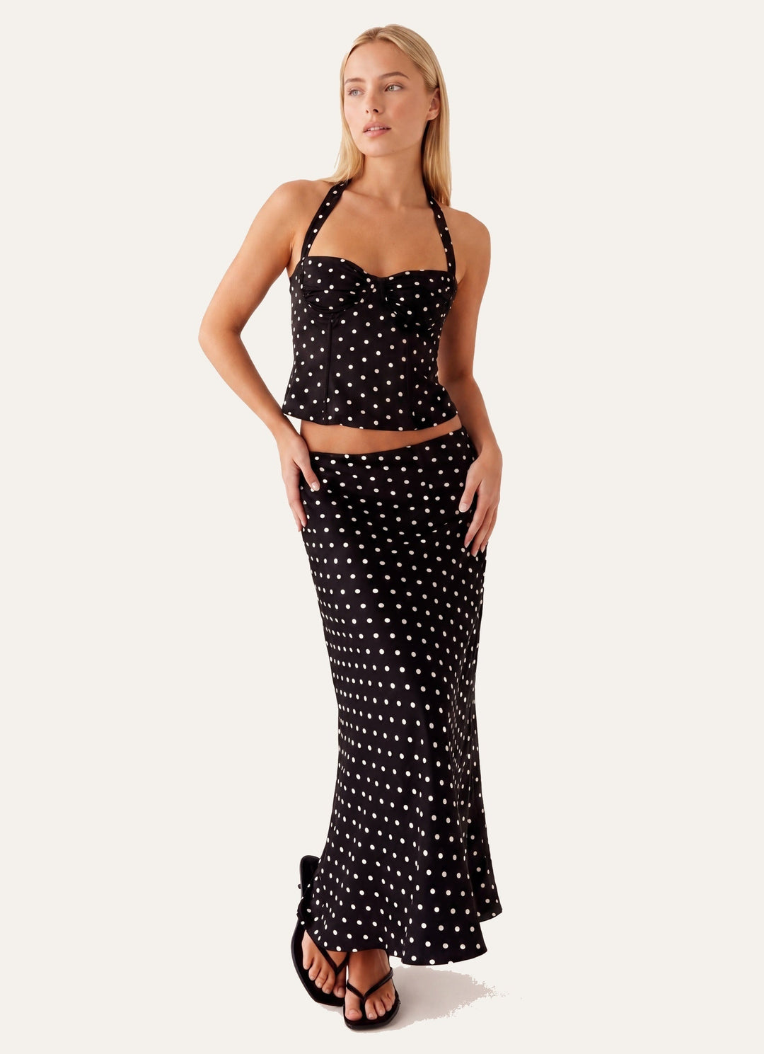 Harper | Polka Dot Halter Corset Top