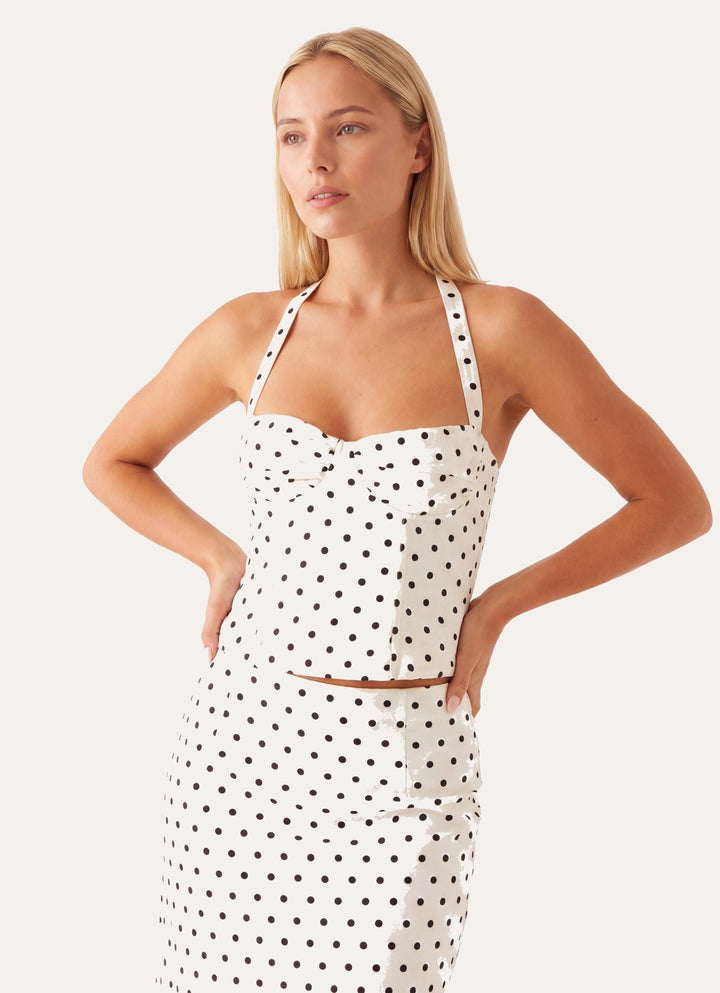 Harper | Polka Dot Halter Corset Top