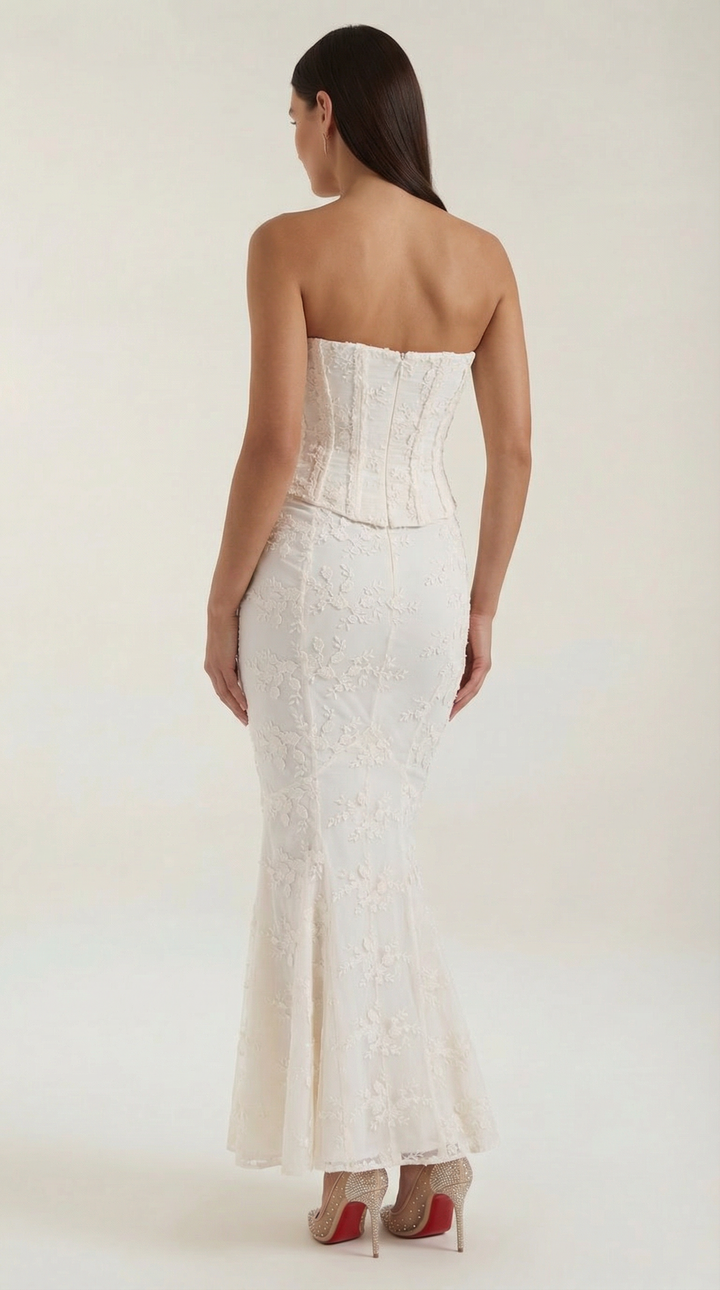 Sophia | Lace Corset Strapless Mermaid Maxi Dress