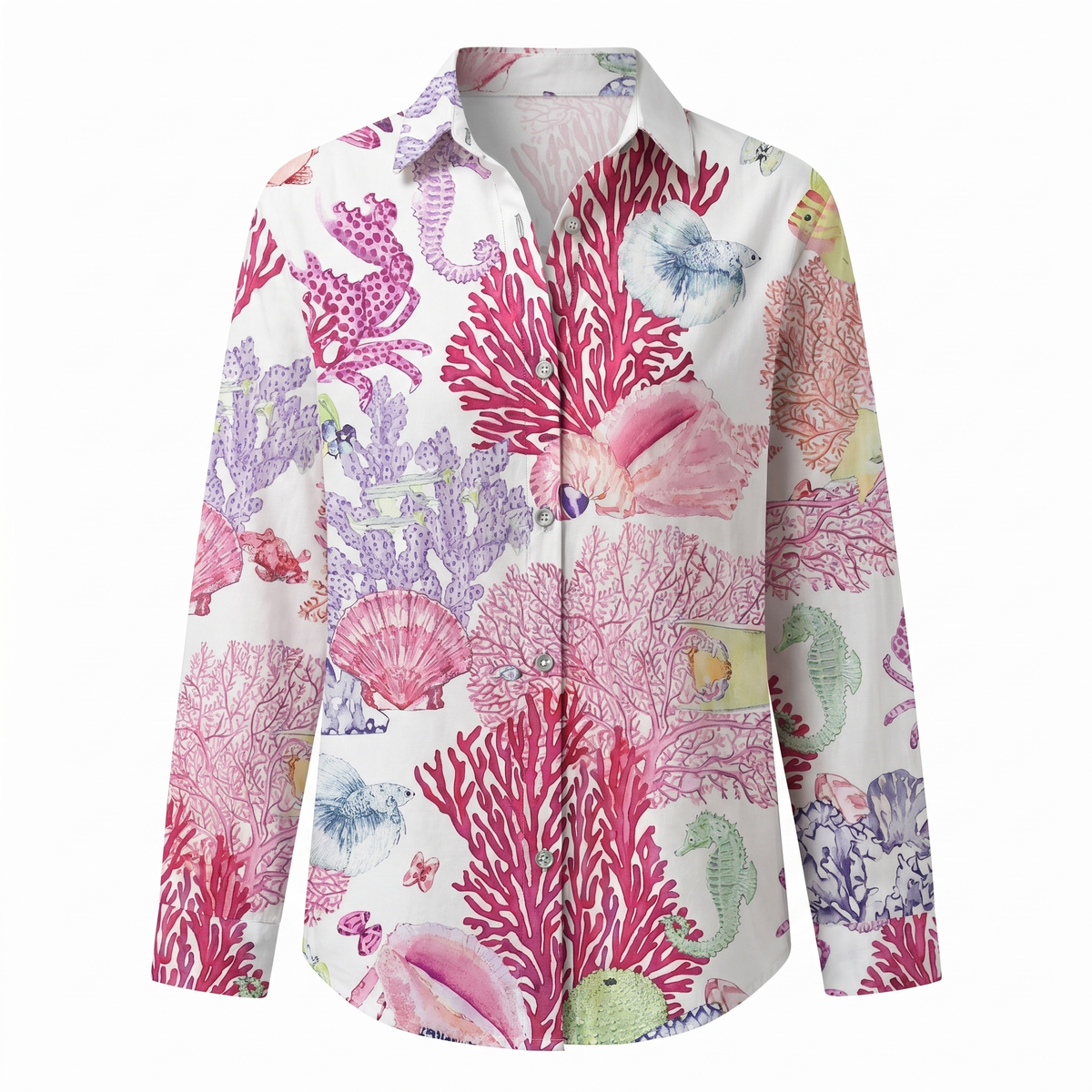 Beth | Oversized Split Neck Button-Up Blouse for Women