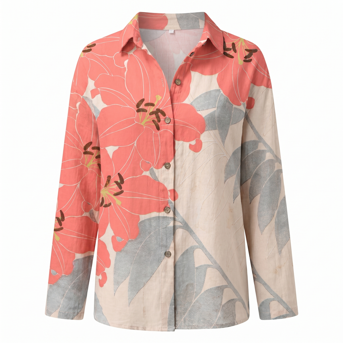 Beth | Oversized Split Neck Button-Up Blouse for Women